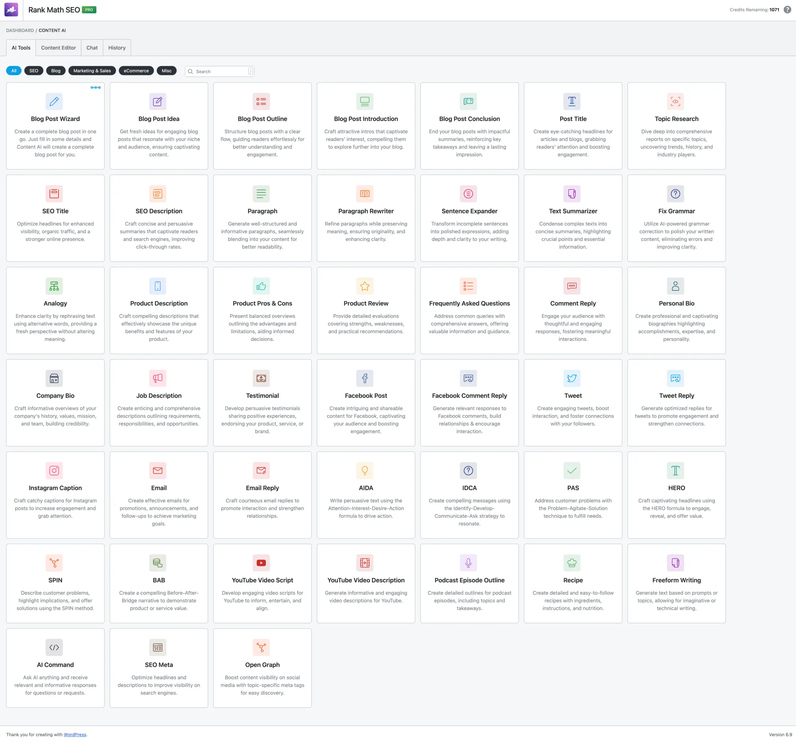 SEO tools and content templates overview