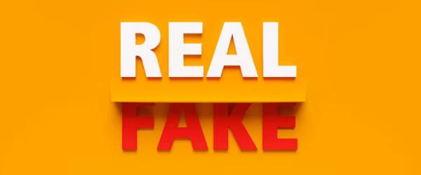 Text contrasting real and fake