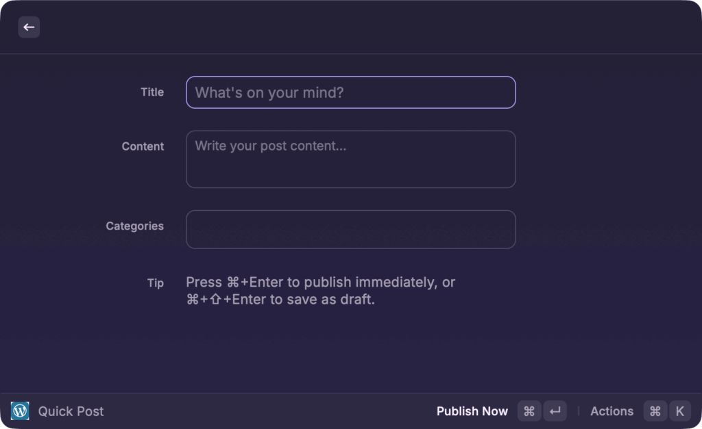 Edit Post Introducing WordPress Manager for Raycast Manage Your Site Without Opening a Browser ‹ Gaurav Tiwari — WordPress
