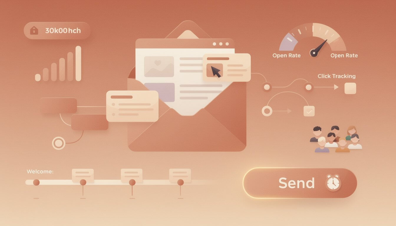 Email automation workflow dashboard showing campaign performance and subscriber journeys