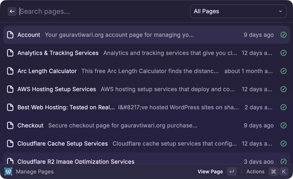 WordPress Manager for Raycast Manage Your Site Without Opening a Browser ‹ Gaurav Tiwari — WordPress 3