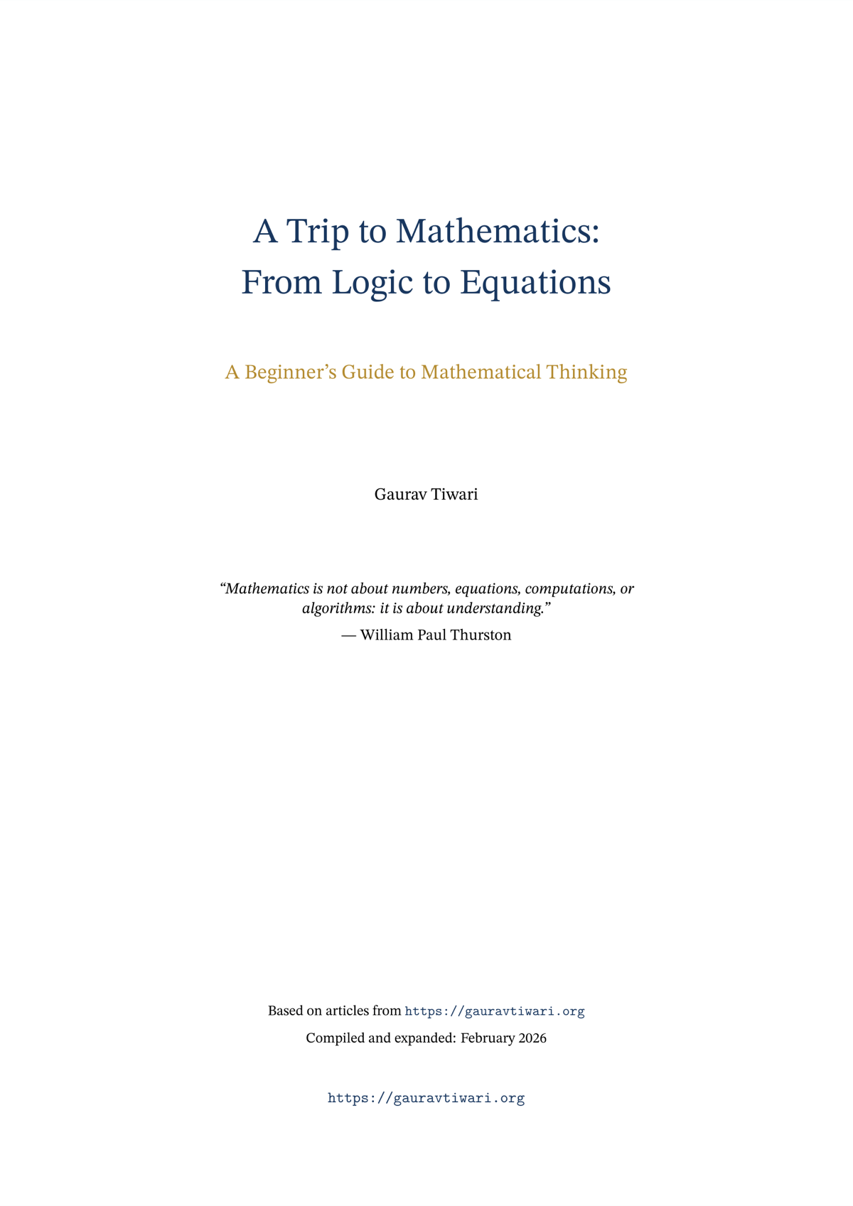Sample page 1 from A Trip to Mathematics: From Logic to Equations