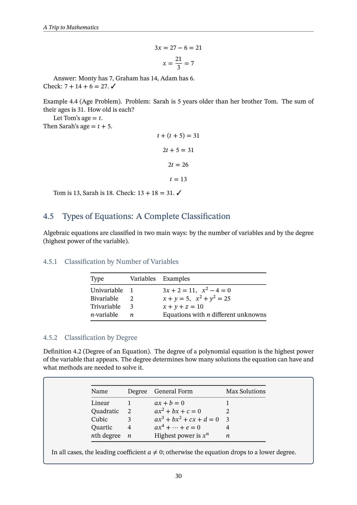 Sample page 3 from A Trip to Mathematics: From Logic to Equations