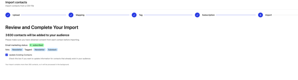 importing via csv from substack
