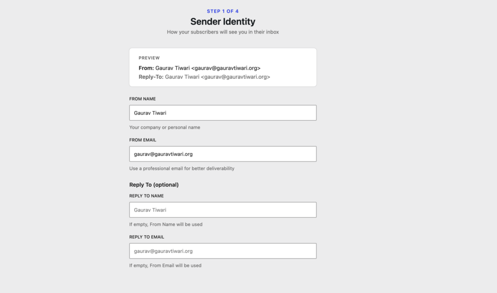 mailerpress setup sender identity