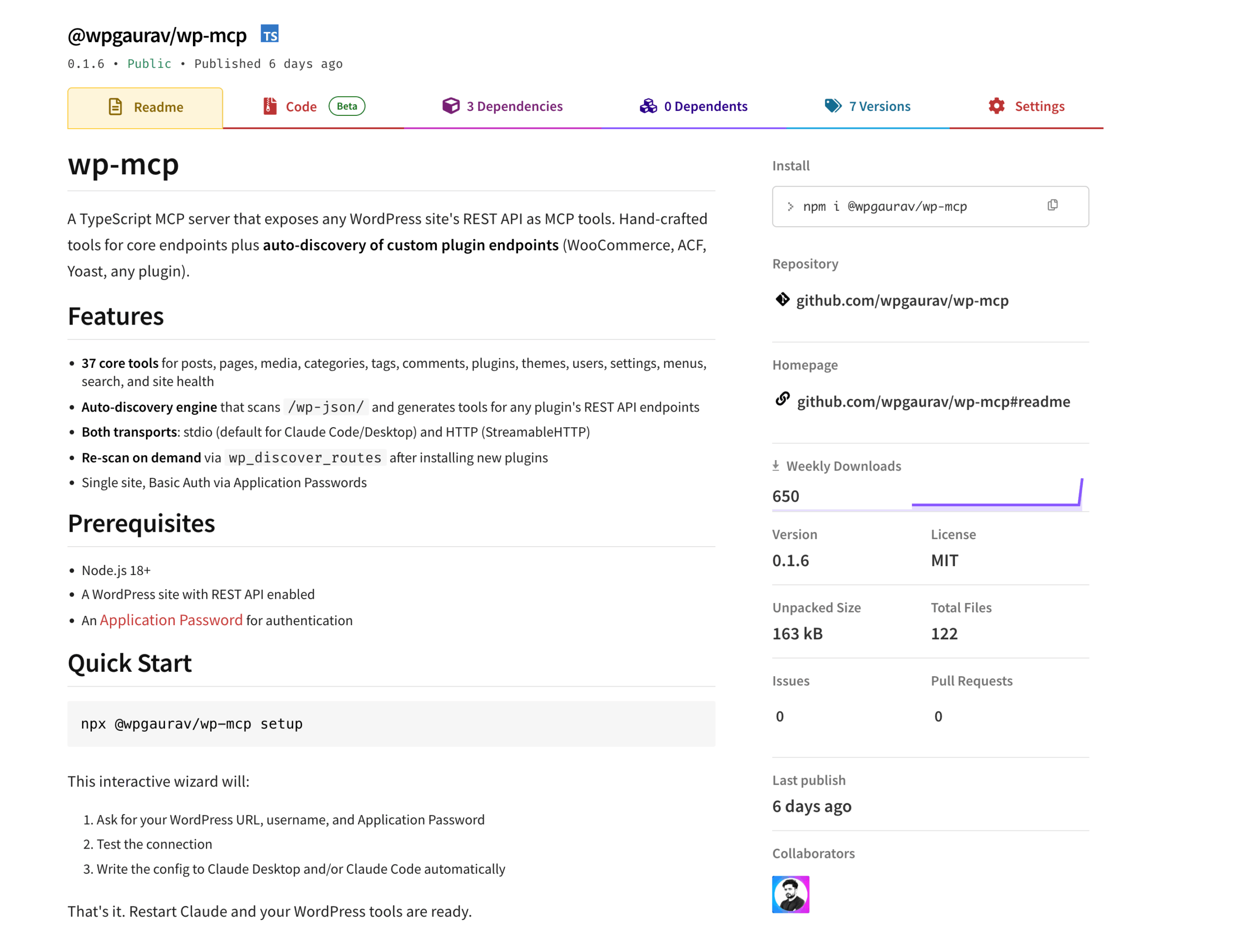 Documentation for WP MCP TypeScript API