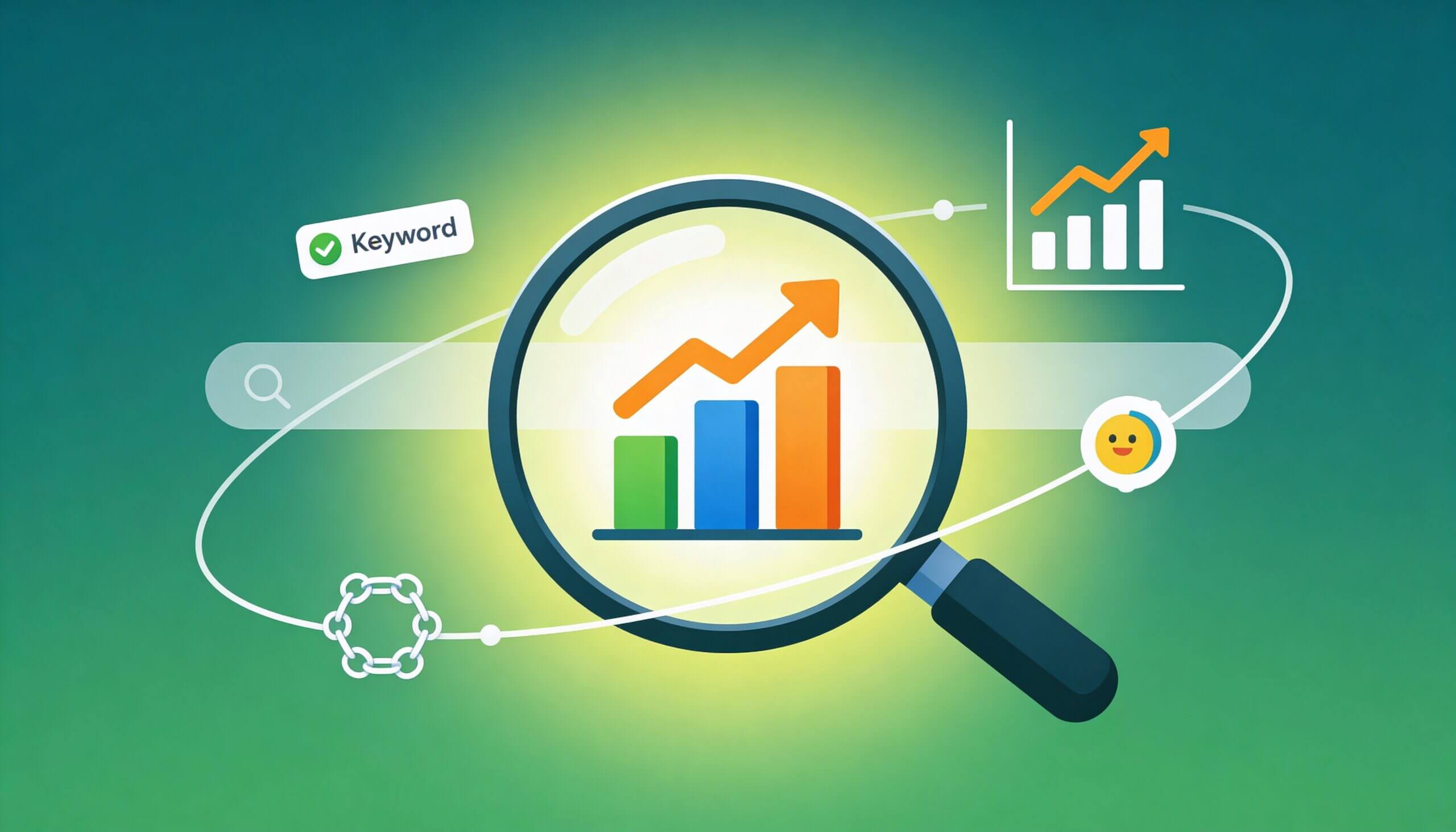 SEO keyword research and analytics dashboard showing ranking improvements