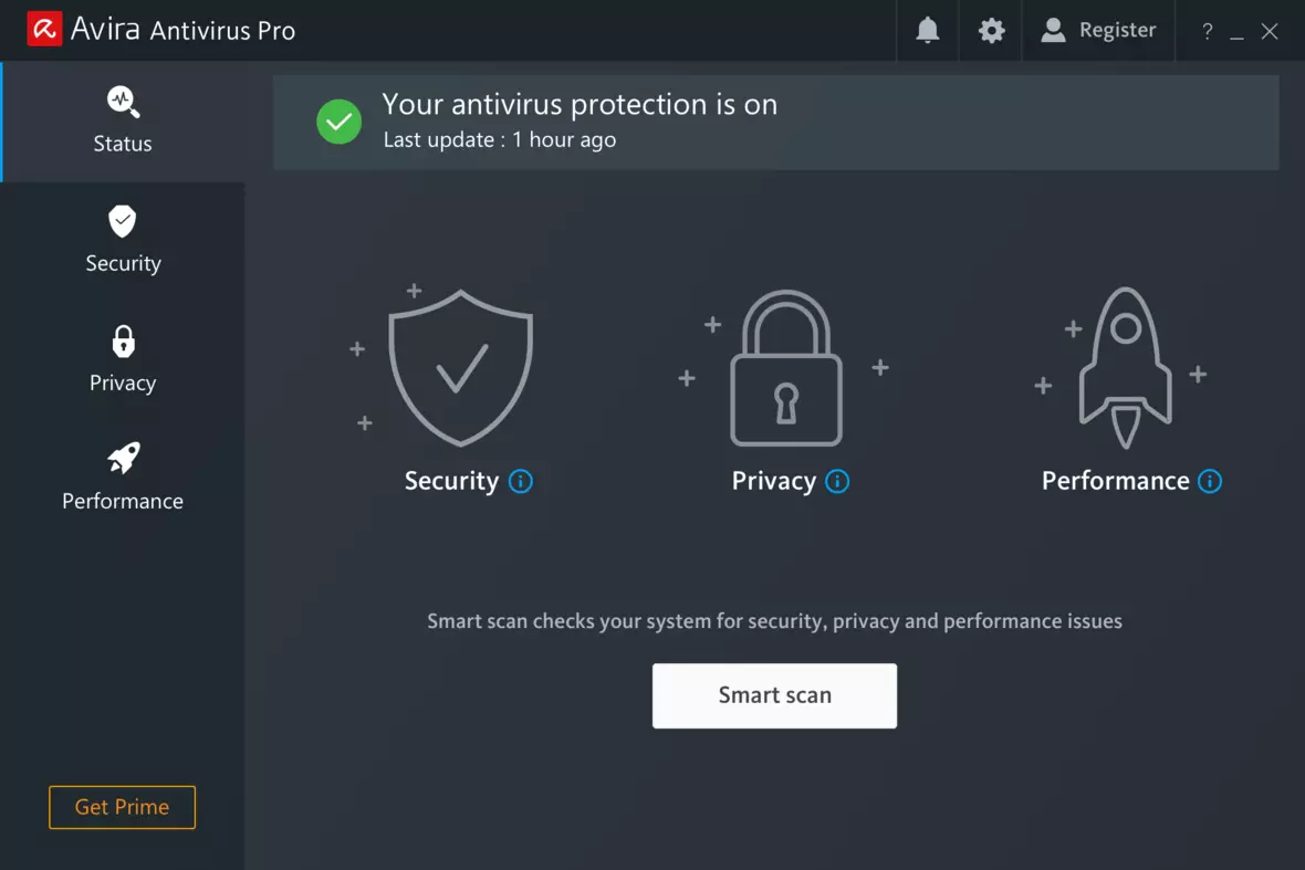 Avira Antivirus Pro Dashboard
