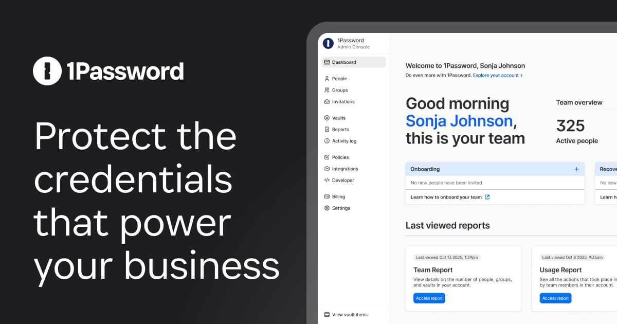 1Password homepage screenshot