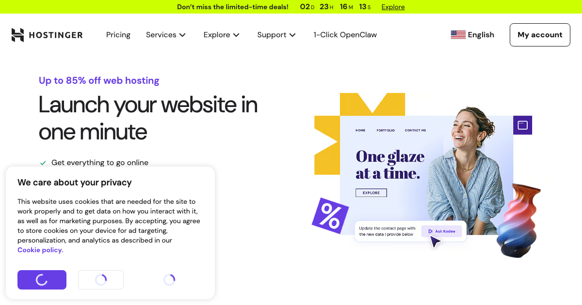 Hostinger web hosting pricing page
