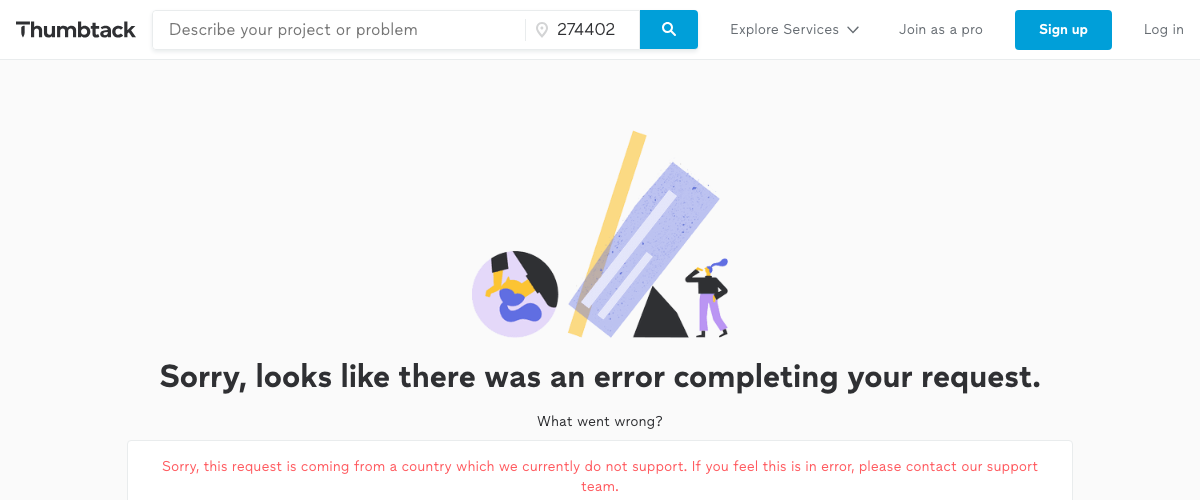 Thumbtack professional services marketplace homepage