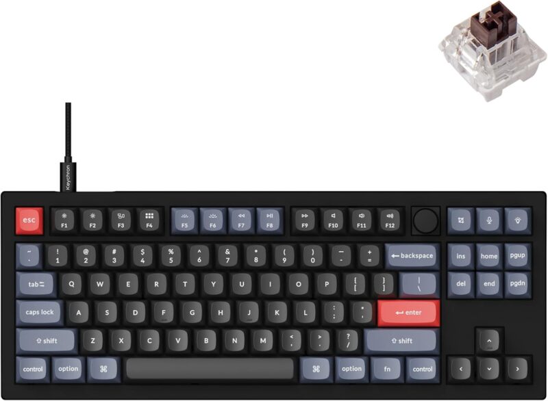 Keychron V3 Wired Custom Mechanical Keyboard, TKL QMK/VIA Programmable with Hot-Swappable Switches