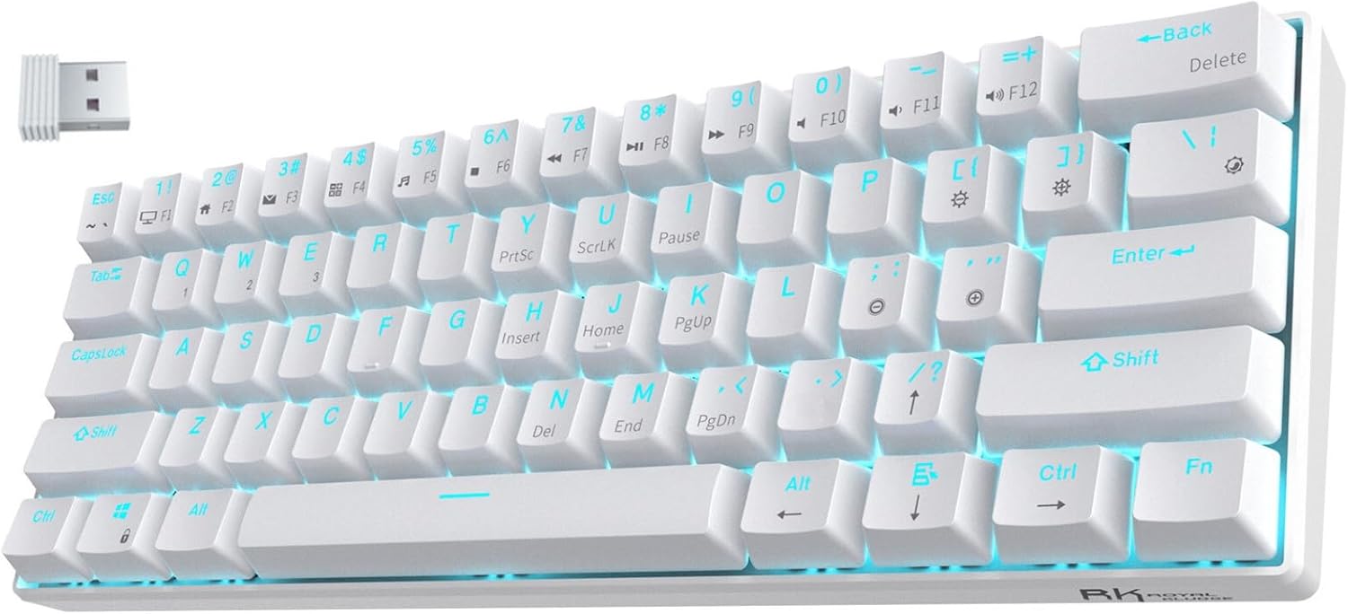 RK ROYAL KLUDGE RK61 Wireless 60% Triple Mode Mechanical Keyboard, BT5.0/2.4G/USB-C