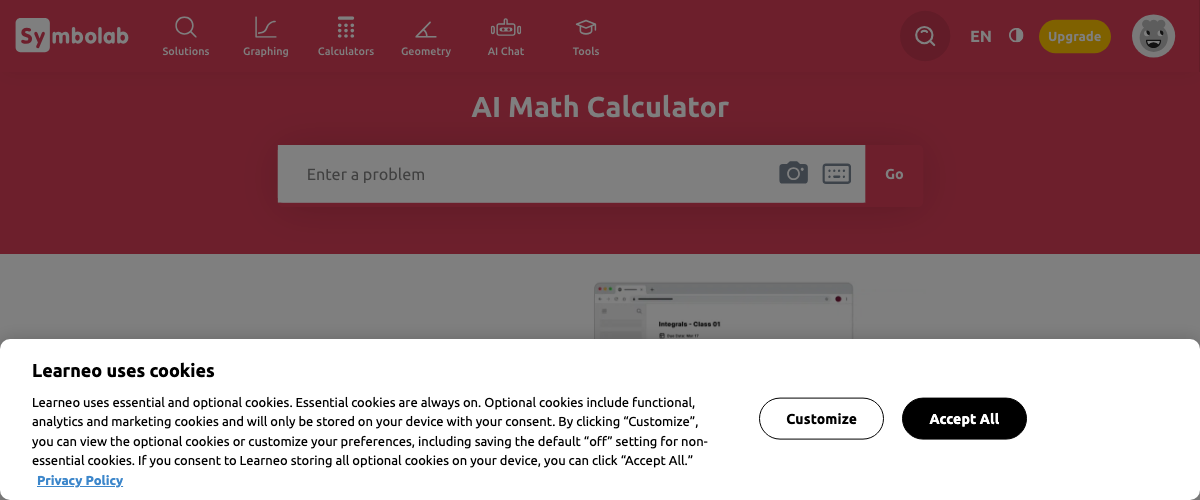 Symbolab homepage - AI math calculator