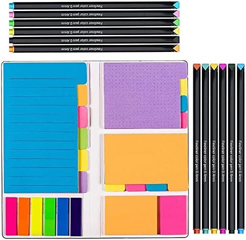Vicnova Sticky Notes Set with Ruled Lined Notes, Index Tabs, and Fine Point Pens
