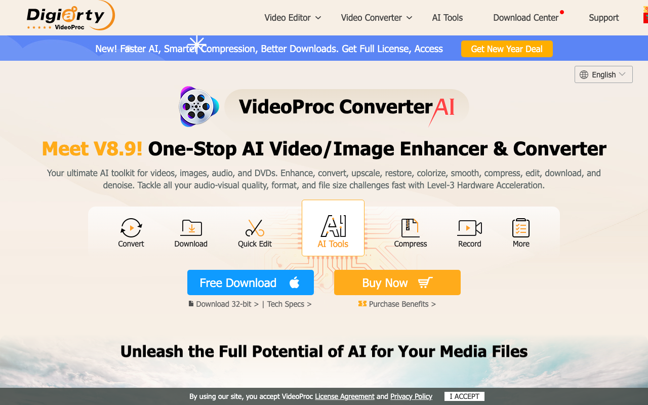 VideoProc Converter homepage - video downloader and converter