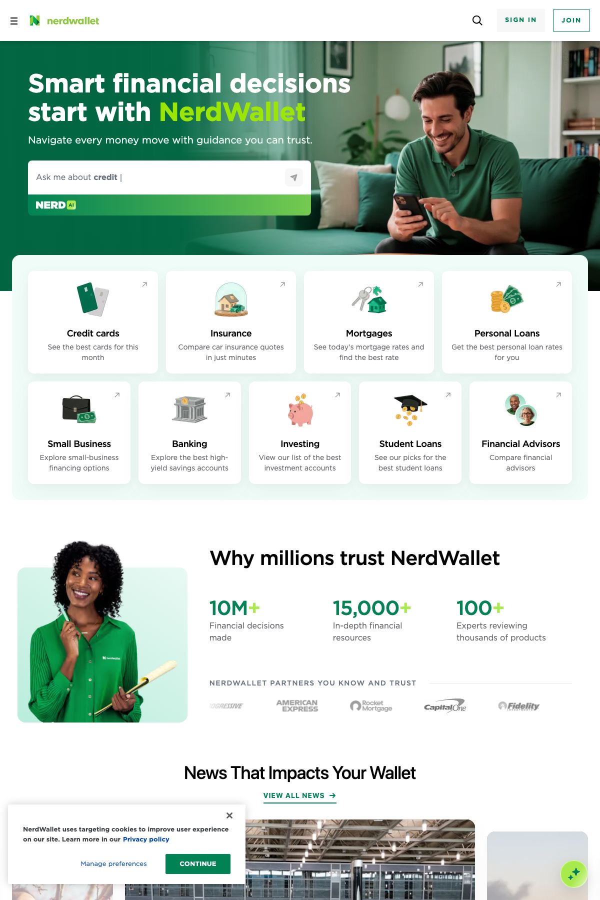 NerdWallet (nerdwallet.com) - WordPress website example screenshot