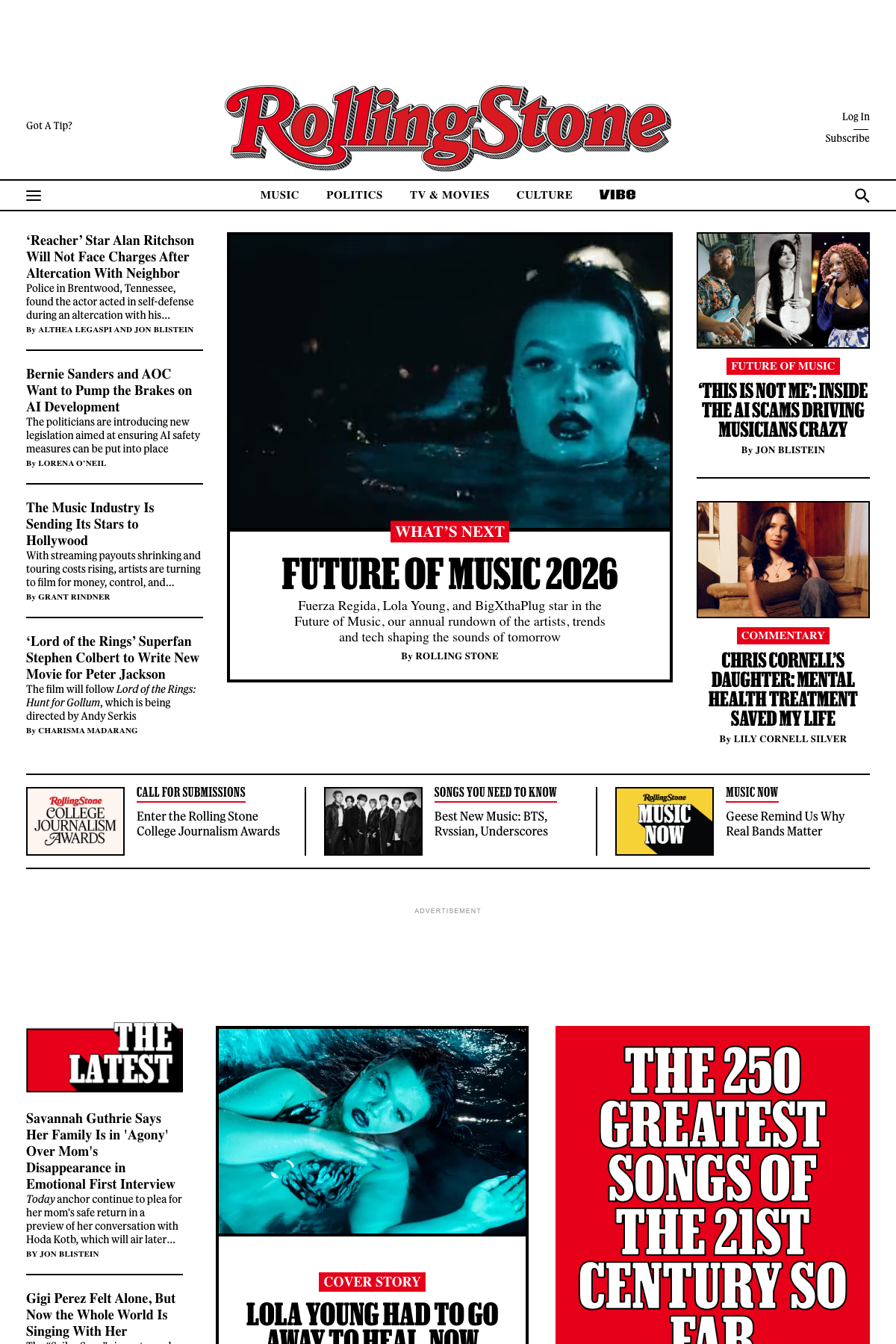 Rolling Stone (rollingstone.com) - WordPress website example screenshot