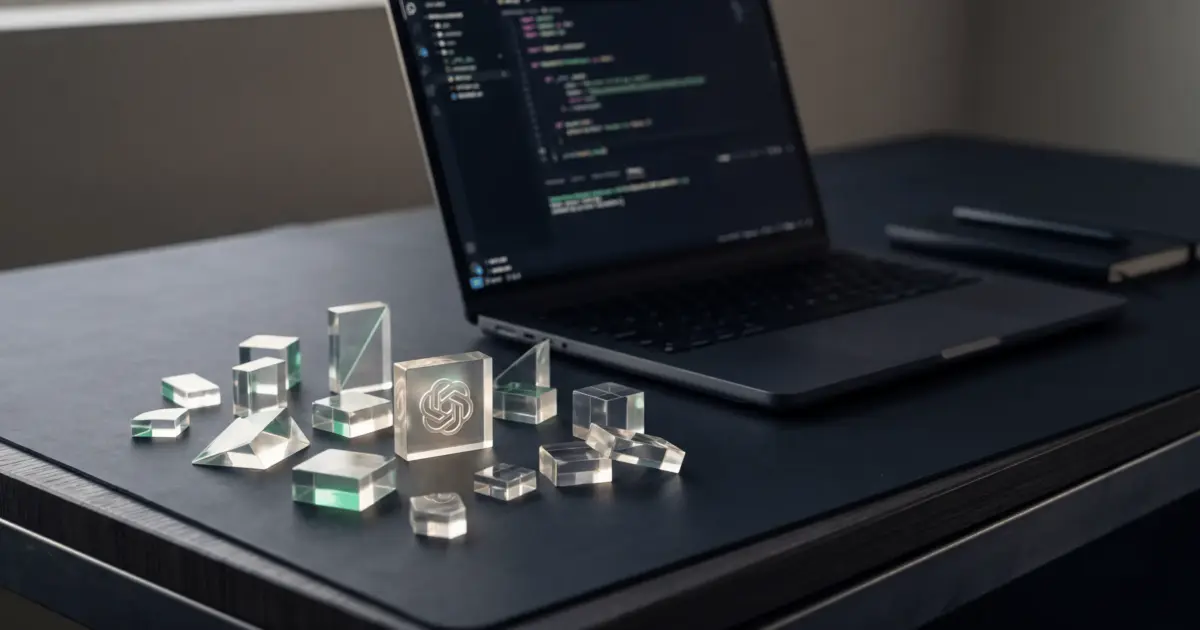 ChatGPT icon with a laptop and notebooks.