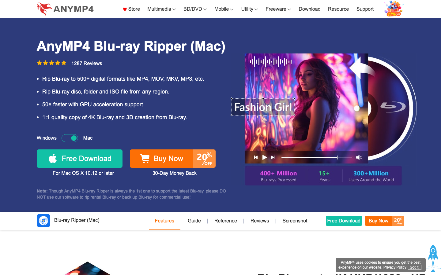 AnyMP4 Blu-ray Ripper — Mac and Windows Blu-ray ripper with hardware acceleration and 8K support