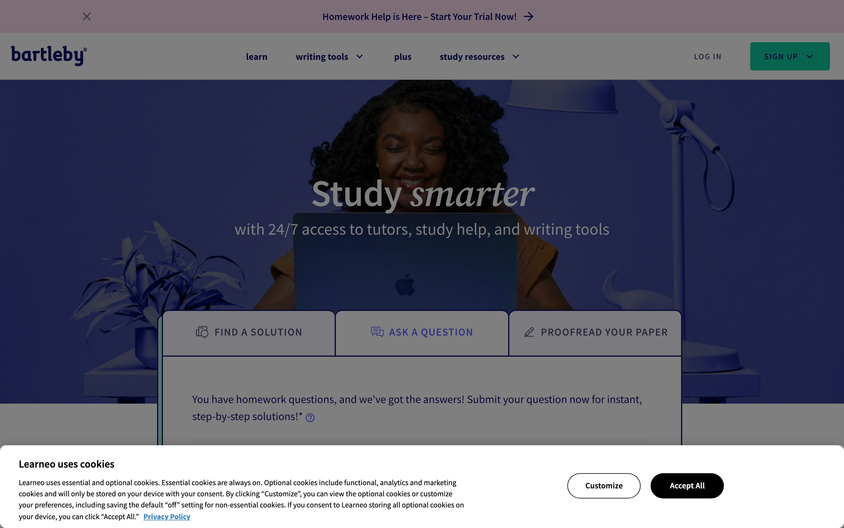 Bartleby homepage — Barnes & Noble owned Chegg Study alternative