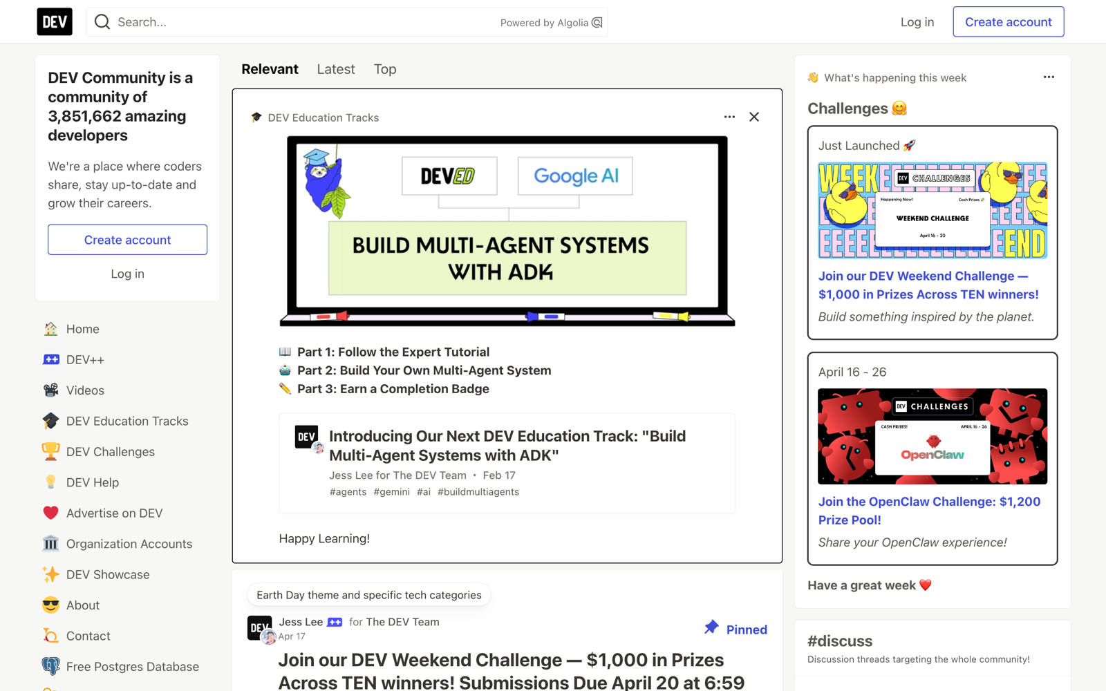 Dev.to developer community blog platform
