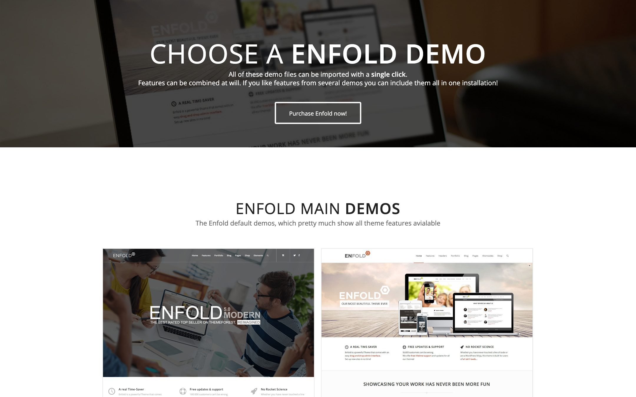Enfold WordPress theme overview page by Kriesi
