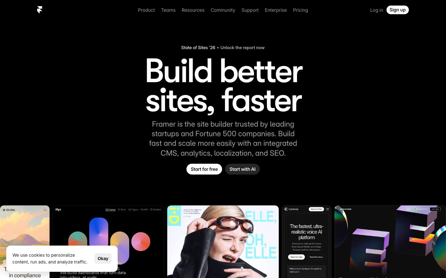 Framer — design-first website builder for fast modern school sites, $5 per month Mini, $15 per month Basic