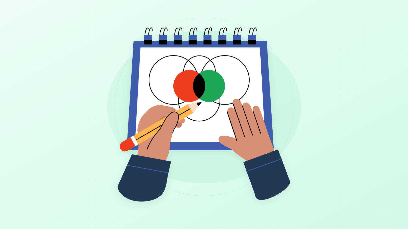 Intersecting circles representing topological and metric space concepts