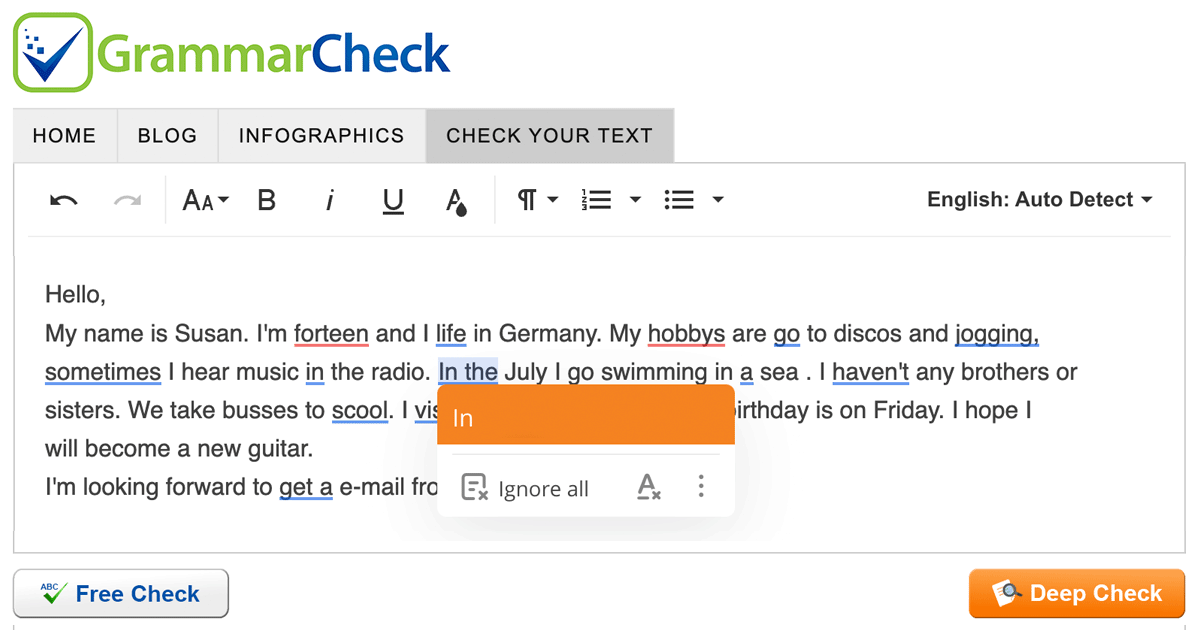 GrammarCheck.net free no-signup punctuation checker