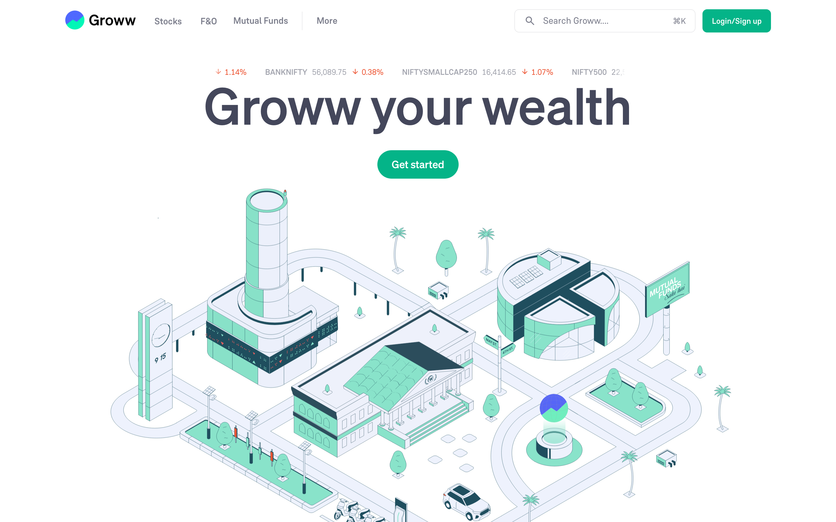 Screenshot of Groww.in homepage showing the