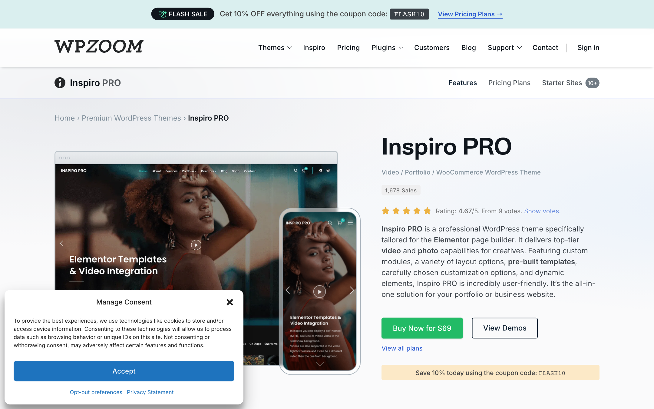 Inspiro Pro video-focused WordPress theme from WPZOOM