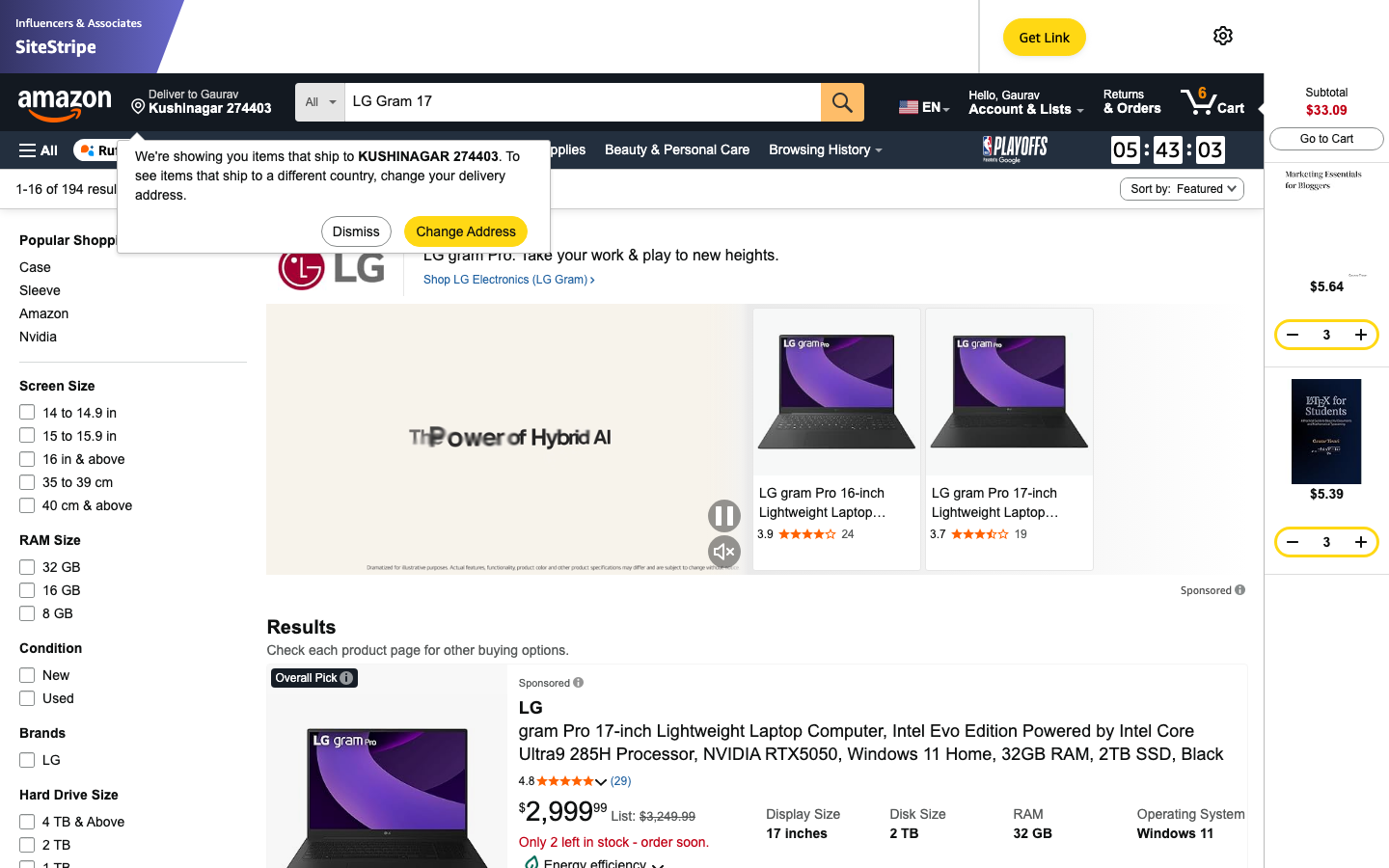 LG Gram 17 — 17 inch laptop weighing under 3 pounds, the lightest large-screen laptop on the list, ideal for moot court and trial work