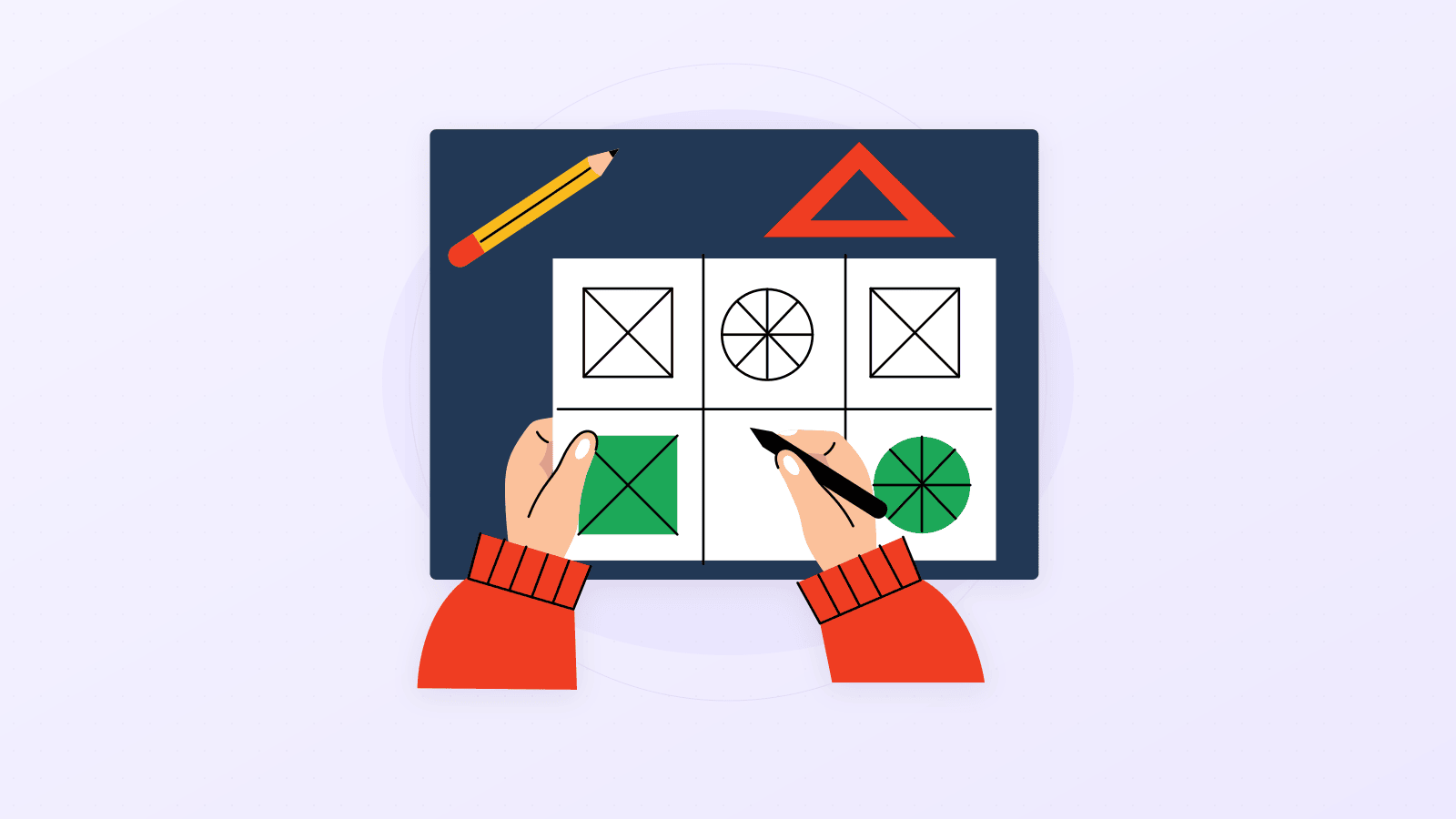 Mathematical shapes and geometric logic illustration