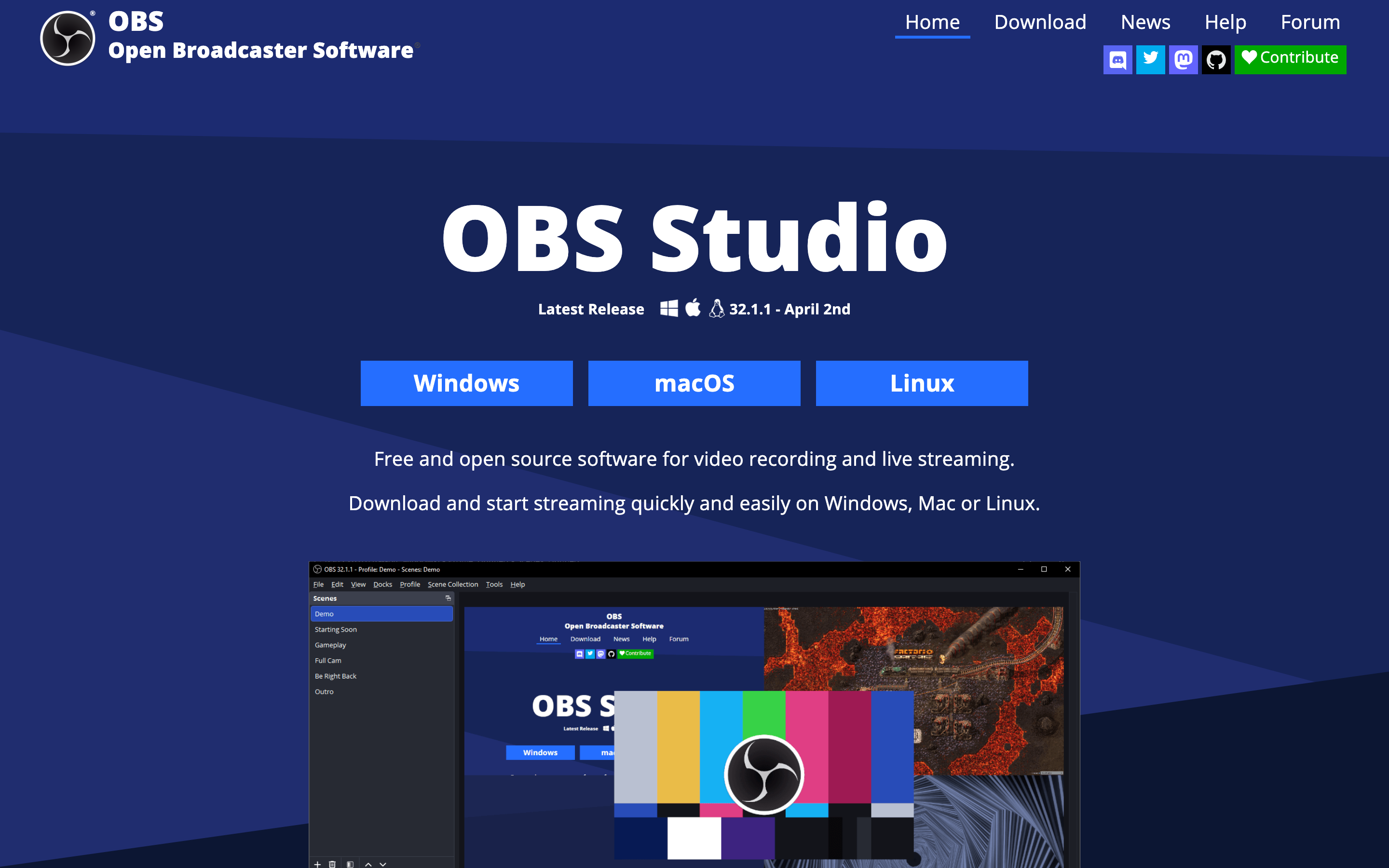 OBS Studio video recording and streaming software