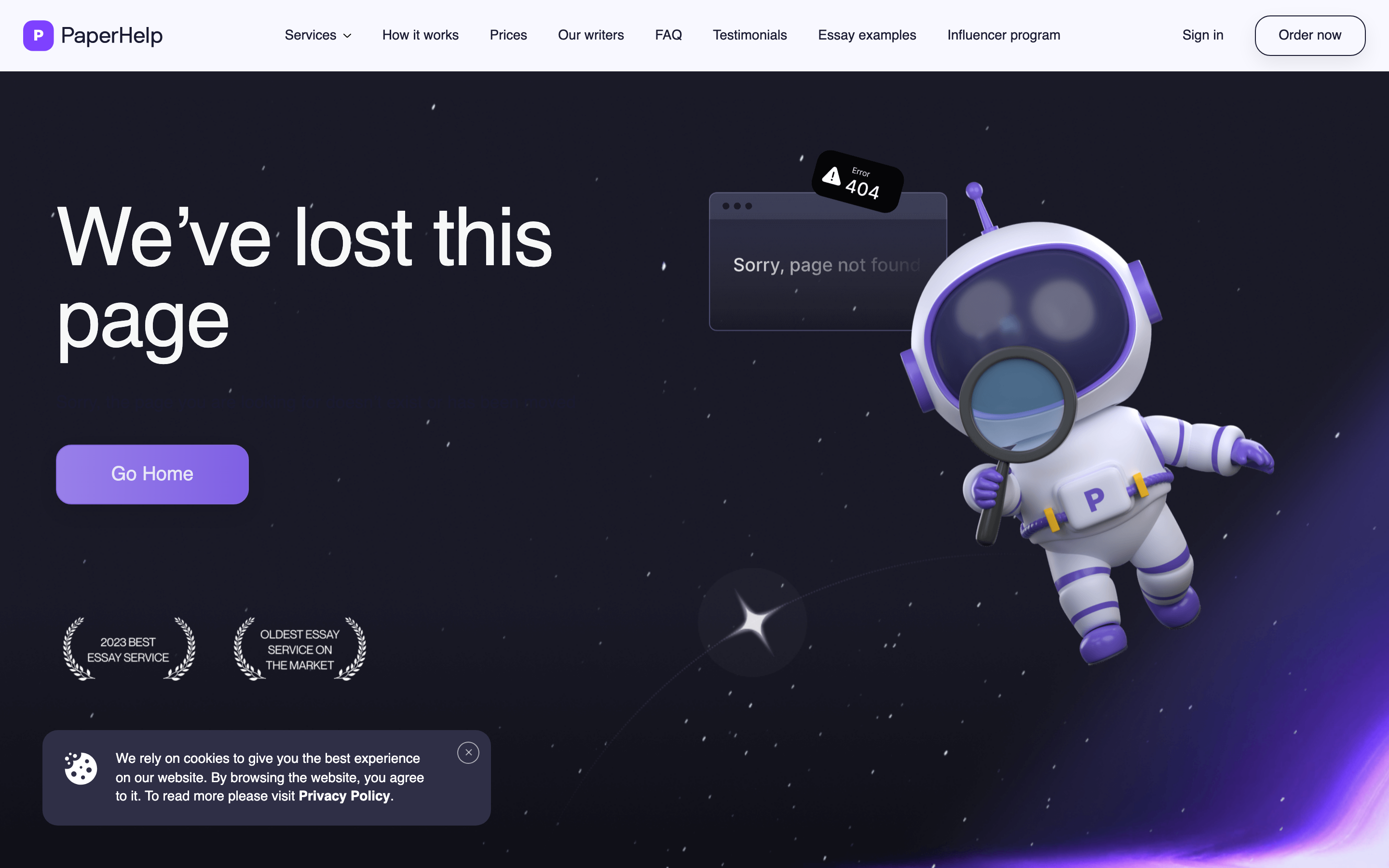 PaperHelp homepage — site that pays writers to help with homework and assignments
