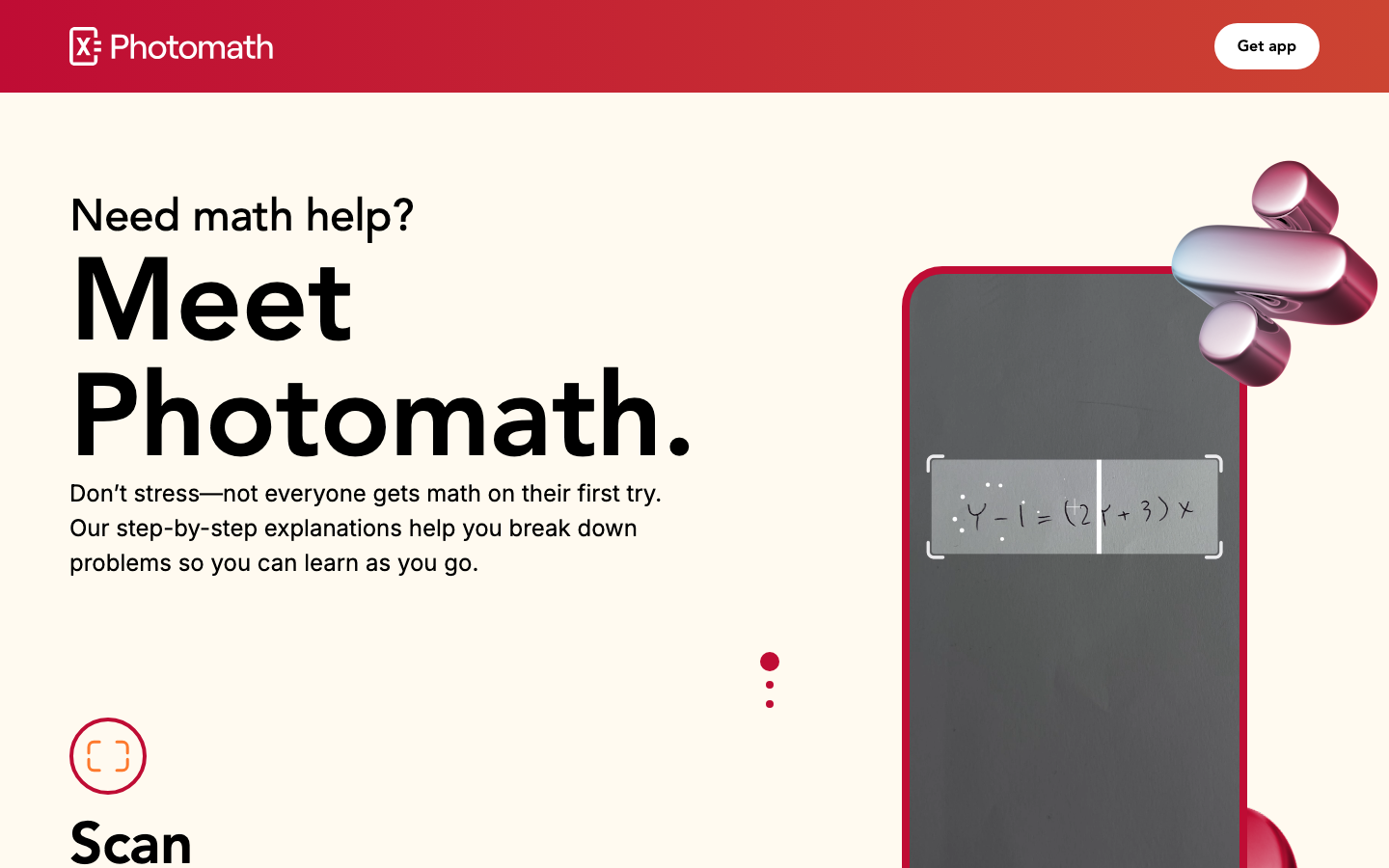 Photomath — snap a math problem and get step-by-step solutions, owned by Google since 2022, free with ads