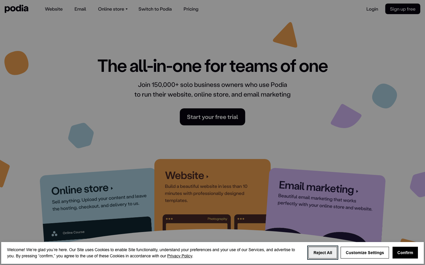 Podia — creator-friendly platform for courses, digital downloads, memberships, webinars, and email marketing