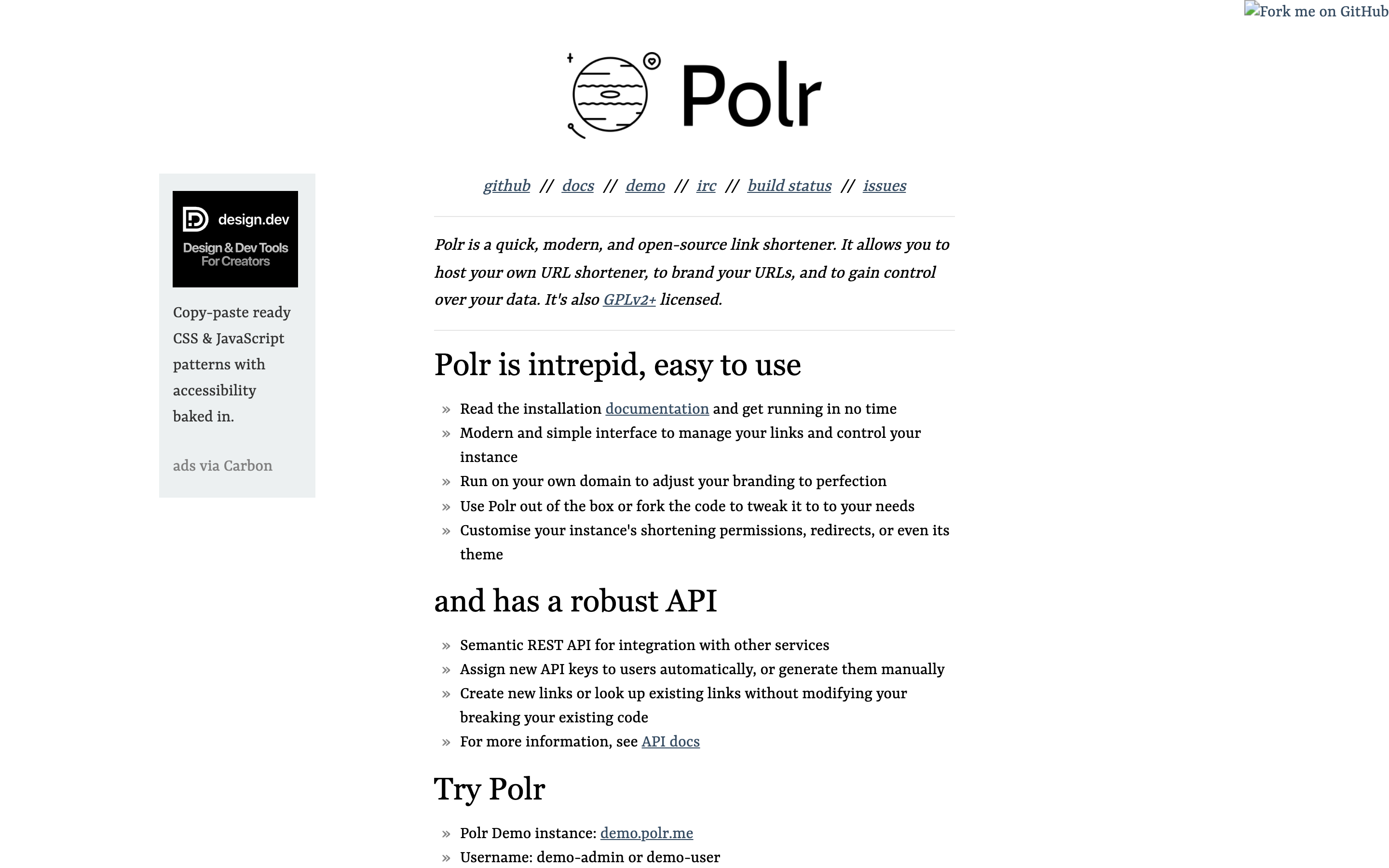 Polr Project — open-source self-hosted goo.gl alternative
