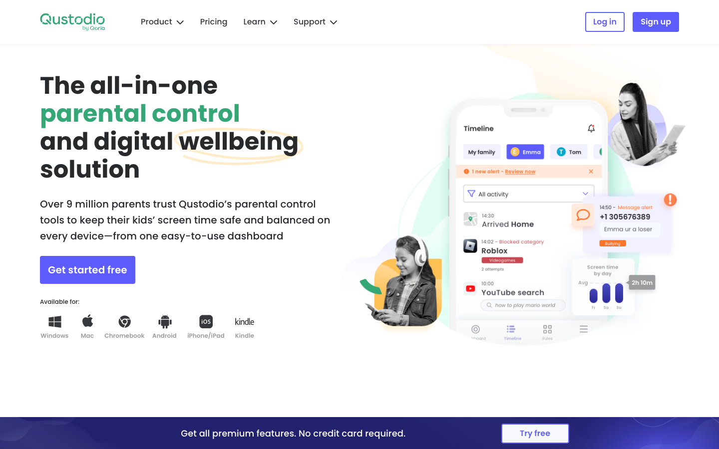 Qustodio — comprehensive parental control suite with screen time, app blocking, and social media monitoring