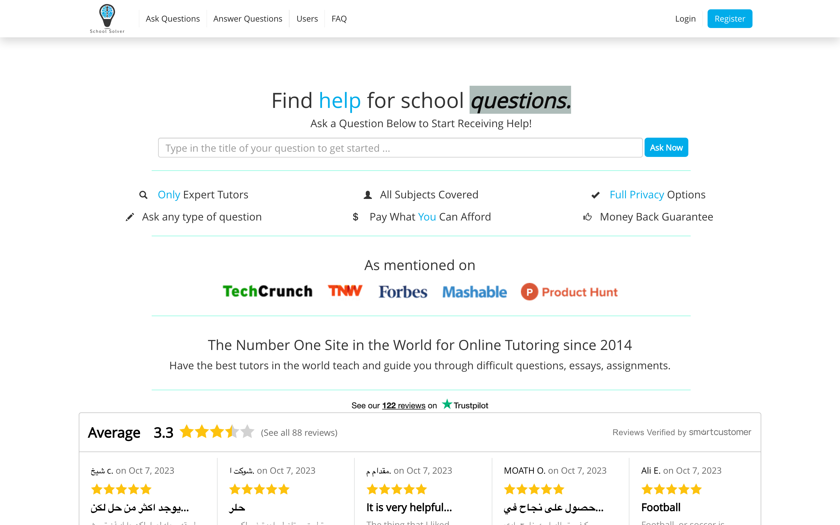 School Solver — marketplace for school homework where helpers earn per answer