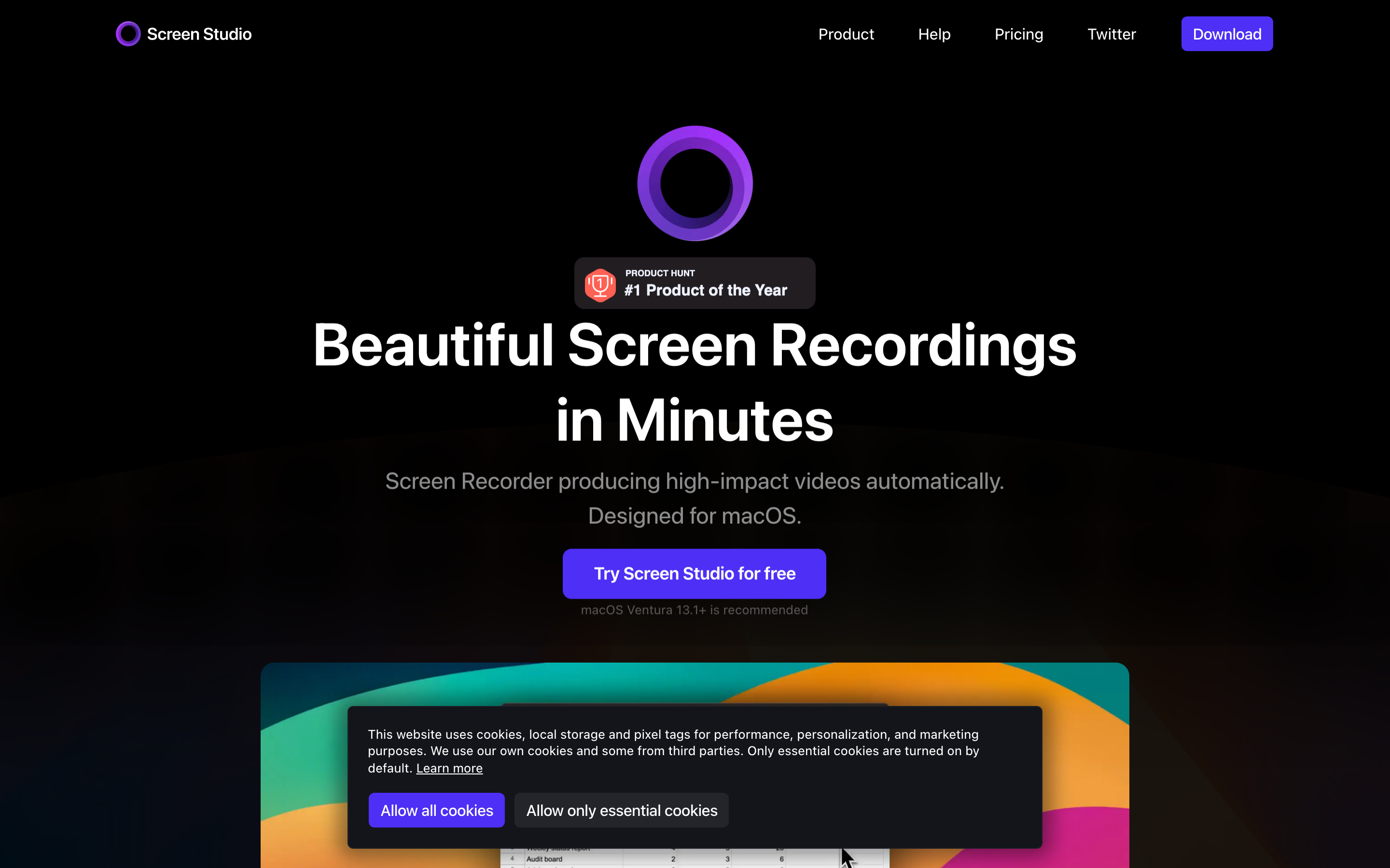 Screen Studio — cinematic Mac screen recording with auto-zoom, smooth cursor, and one-click motion-graphics polish