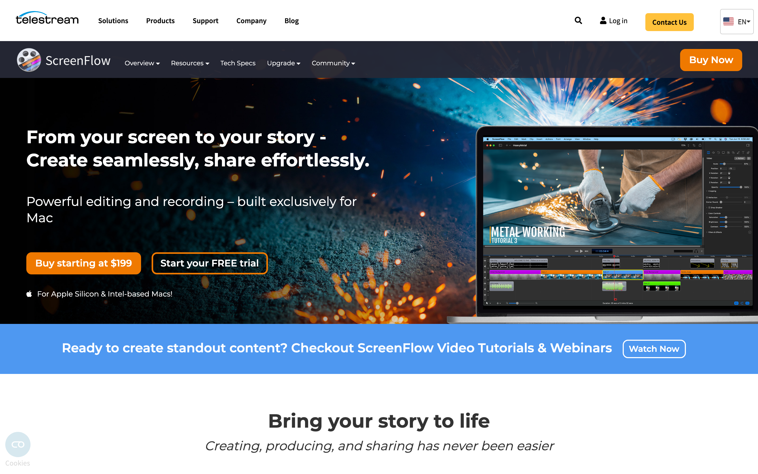 ScreenFlow by Telestream — pro-grade Mac screen recording with sound