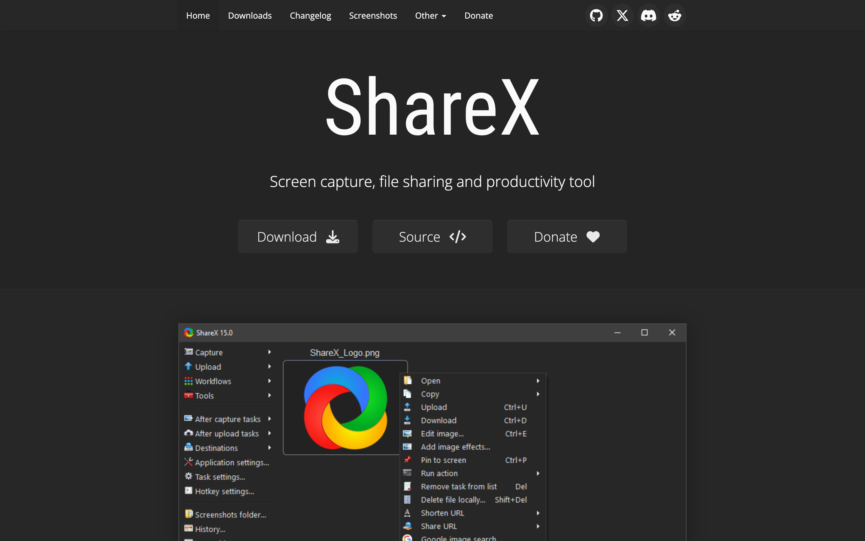 ShareX — open-source Windows screenshot and screen recording app with the largest set of upload destinations