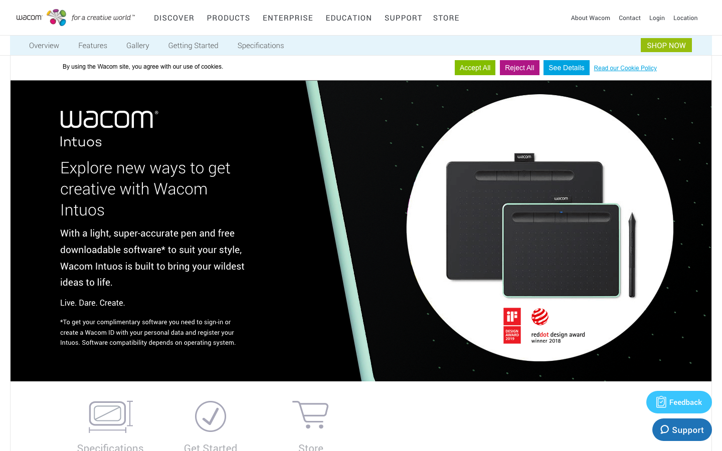 Wacom Intuos — entry-level non-display pen tablet from Wacom, the most beginner-friendly tablet for online teaching