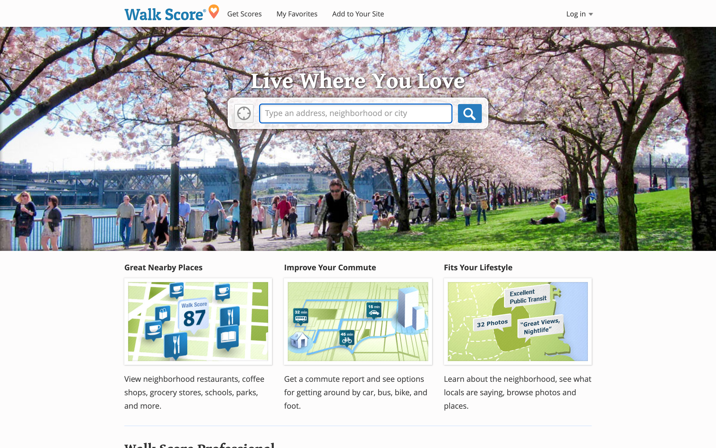 Walk Score homepage — find a grocery store within walking distance of any address