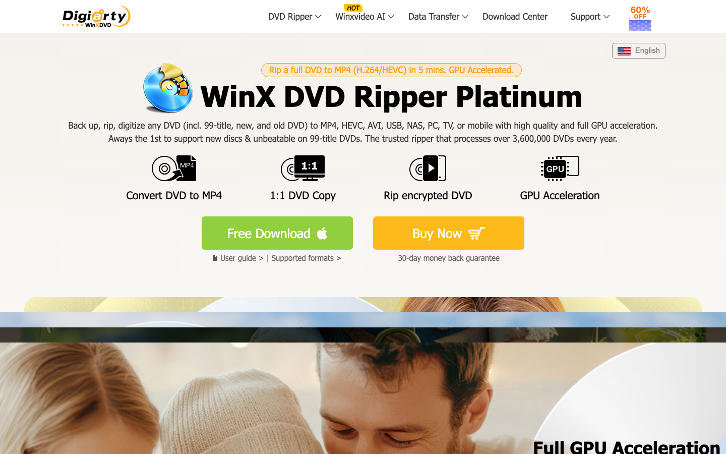 WinX DVD Ripper Platinum — Windows-only DVD/Blu-ray ripper from Digiarty, GPU-accelerated and consumer-friendly