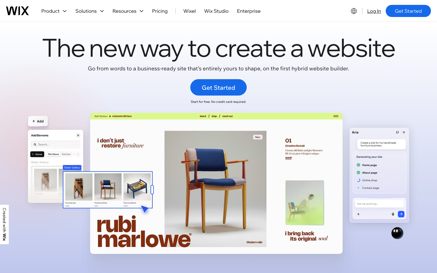 Wix — drag-and-drop builder with 900+ templates and Wix Studio for design control, $17 per month entry plan
