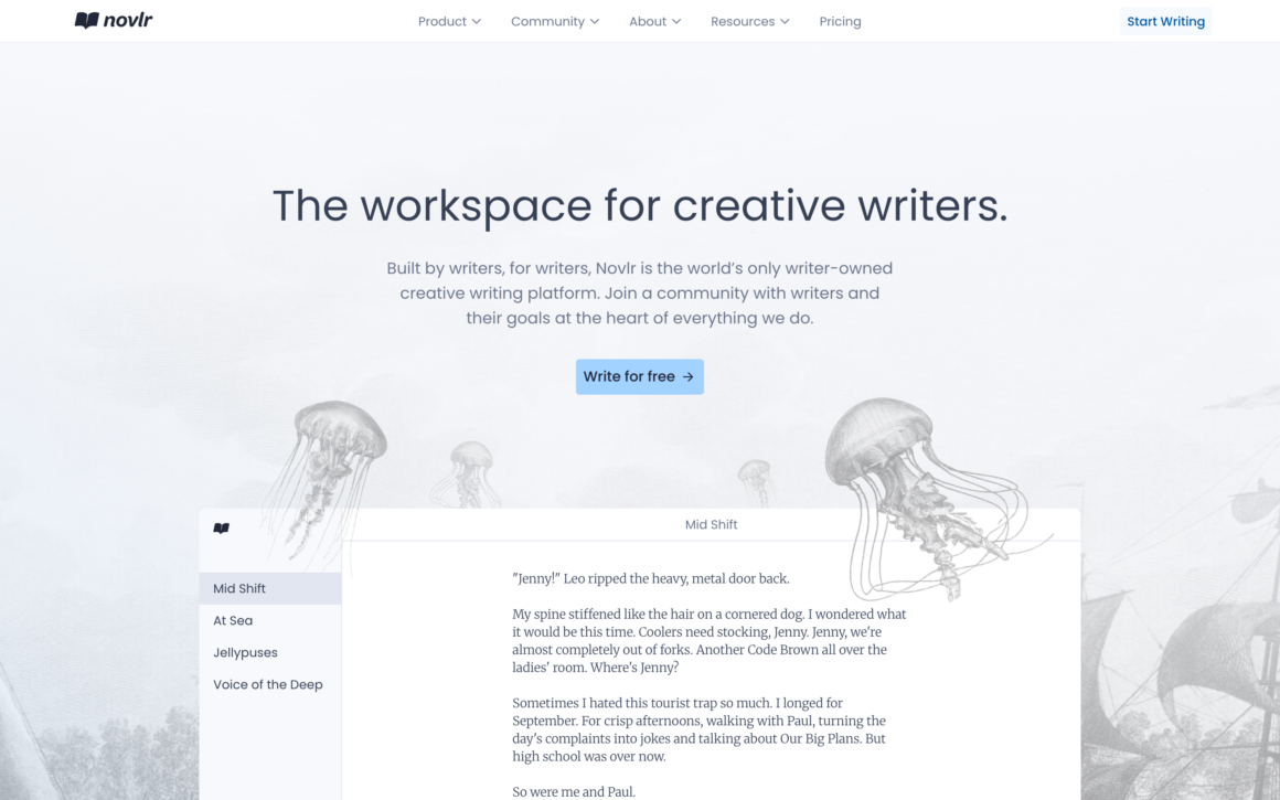 Novlr Cloud Novel Writing App