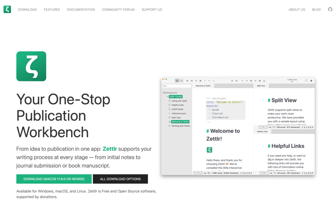 Zettlr Academic Markdown Editor